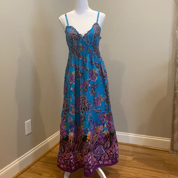 Speed Control Dresses & Skirts - Empire Waist Strappy Multi-Colored Maxi Dress